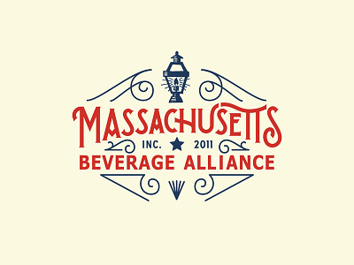 New England beer blue lettering logo logotype massachusetts red white