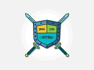 Shield armor flat icon illustration medieval outline programming shield tech