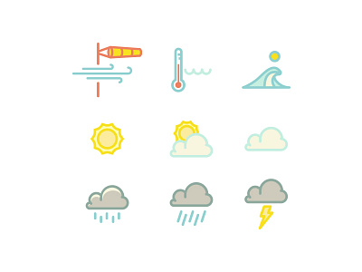 Surf Weather Icons icon design iconography icons surf ui weather weather icons