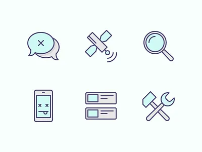 Services color icons illustration message outline phone search services
