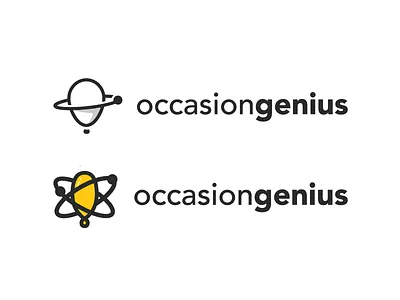 Unused OccasionGenius Logos atom atoms balloons branding brandmark event planning events genius logo party planets