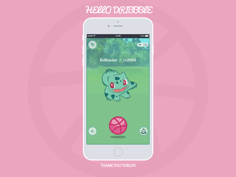 Hello Dribbble animation debut design flat gif loop motion design pokemon