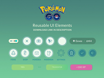 Pokemon Go Free UI Kit free ui kit niantic nintendo pokemon pokemon go pokemon go ui