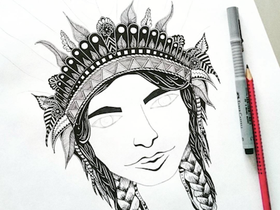 WARRIORPRINCESS / sketch art blackandwhite design drawing handdrawing illustration ink pen drawing sketch