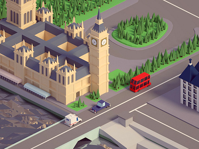 Low poly Big Ben 3d 3d modeling big ben bigben blender isometric london low poly model uk