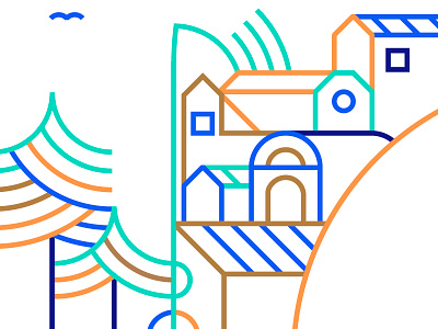 Foothill Village foothill houses illustration mountain rebrand trees village