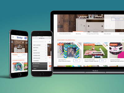 Shindigz - Online Party Supply Store Website clean design ecommerce flat interface marketing mobile responsive ui ux web design website