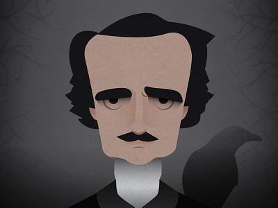 Edgar Allan Poe Illustration caricature edgar allen poe illustration poet portrait raven vector