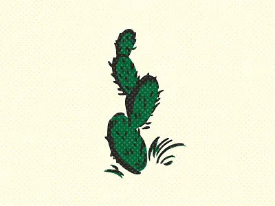 Cactus cacti cactus halftone illustration pokie retro sharp vintage