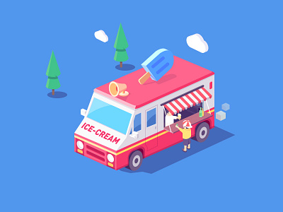 ice-cream car 2d car ice icecream image isometric money ps shop tree ui