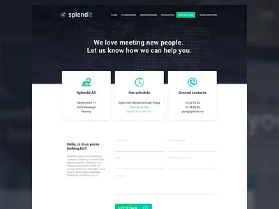 Contact page - Splendit Web contact design development form green it laptop tech ux web website