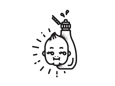 Kewpie baby icon illustration kewpie line mayo stipple texture