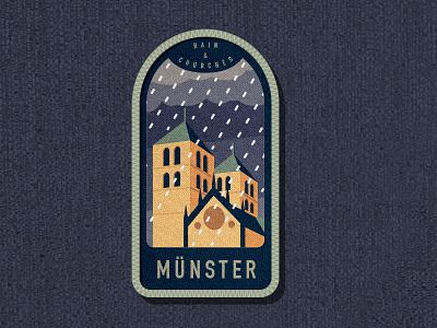 Münster Badge 1 badge church city clouds germany home münster patch rain retro vector vintage