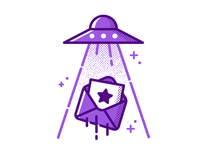 Interstellar inbox character design hire icon illustration inbox letter newsletter ovni space ufo vector