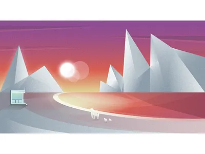 Ice Pole bear gradient house ice illustration landscape light mountain reflection sky sunrise warm