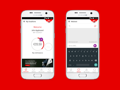 Dashboard & Webtext contacts dashboard design ux vodafone webtext