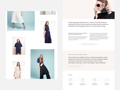 Collection overview and profile clean collection design fashion landingpage mobile responsive simplicity stage typography ui website