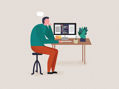 Illustratuin for Elice: student coding dest illustration mac programming trouble vector worry