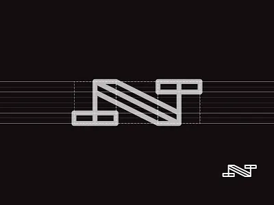 N brand geometric geometry horizontal letter logo minimal n