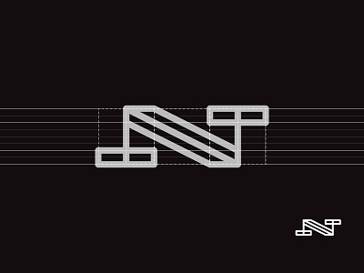 N brand geometric geometry horizontal letter logo minimal n
