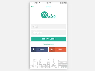 Login Page / Travel App airbnb form input iphone app login map tab bar travel travel app ui user interface ux
