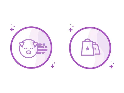 Pigs might fly animal icon illustration illustrator line icon lines pig pink purple thick