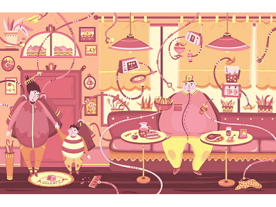 Lazy art cafe illustration vector