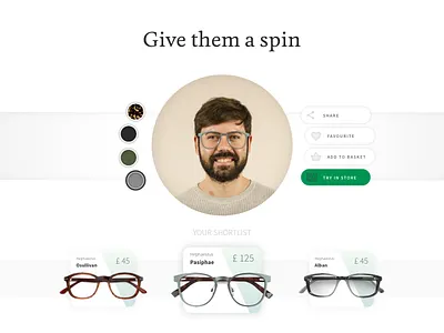 Virtual Try On card ecommerce glasses list on page result shopping try ui virtual website