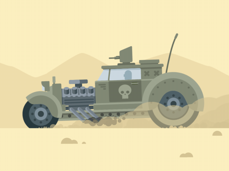 Rat Rod 2d animation car desert mad max rat ride rod