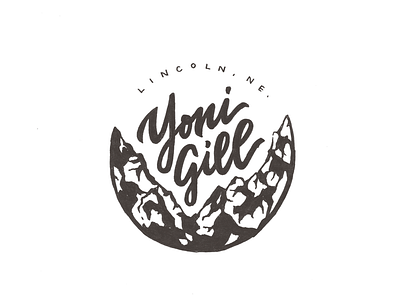 Yoni Gill badge illustration lettering logo mark mountains