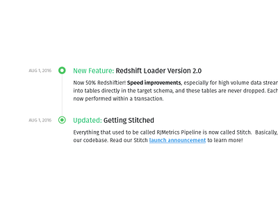 Changelog Timeline status timeline