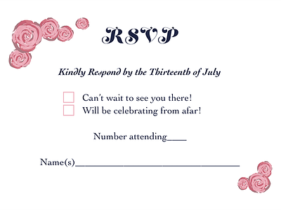 Rose RSVP Card rsvp stationary type wedding