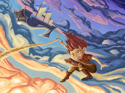 Attack! artwork character children digital drawing illustration painting ship sky