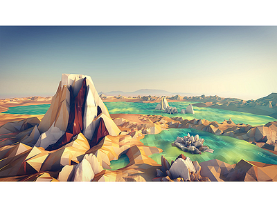 Danakil Depression africa cinema 4d desert ethiopia illustration landscape low poly sand