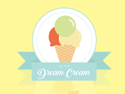 Dream Cream! dessert ice cream logo pastel restaurant shop