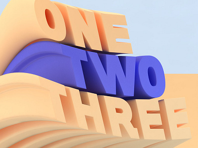 Onetwothree 3d c4d lettering number one three two type typography vray