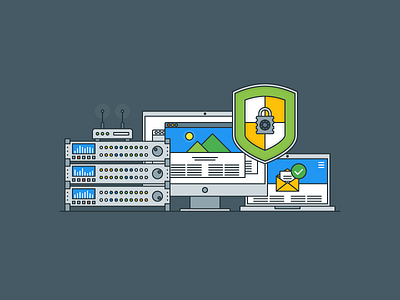 Data Protection data explainer flat illustrator kit mail outline protection web wifi