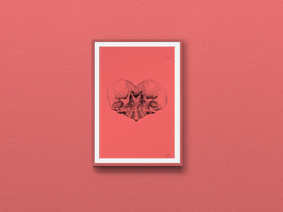 Dead Inside dead frame graphic graphic design handmade heart illustration print skull steadler