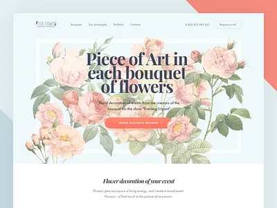 Flowers Landing Page art beauty bouquet color flowers landing lp one page ui ux