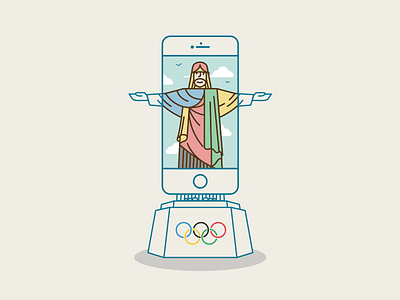 Jesus and Olympics brazil illustration jesus medal olympics rio rio2016 shoot sky ui ux vector