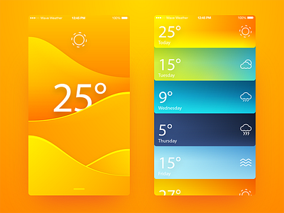 Wave Weather app cloud interface mobile rain sun ui wave weather week