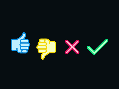 Yes, No, Maybe bright contrast fun icons illustration outline poppy saturated shades tones values