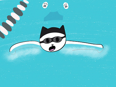 Swimming 100catsdoingthings cat cat drawing cat illustration kitty kitty illustration swimmer swimming