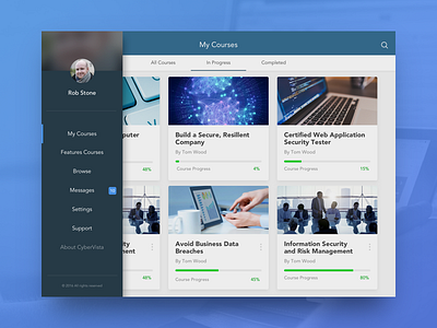 Courses - iPad UI courses design ipad menu progress security ui