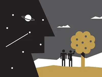 Timeline 2 geometric gold illustration space star tree