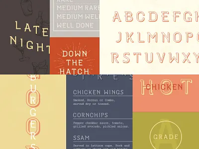 Restaurant Font Design bold custom demi font restaurant serif shadow slab type typography