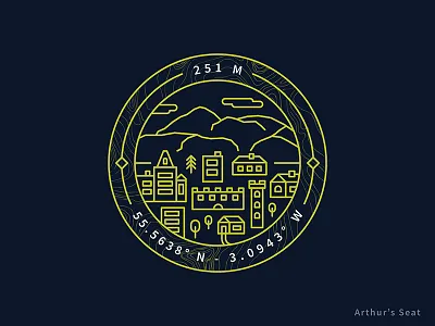 Arthur's Seat Badge badge hills iconography icons illustration infographic minimalism outlines scotland