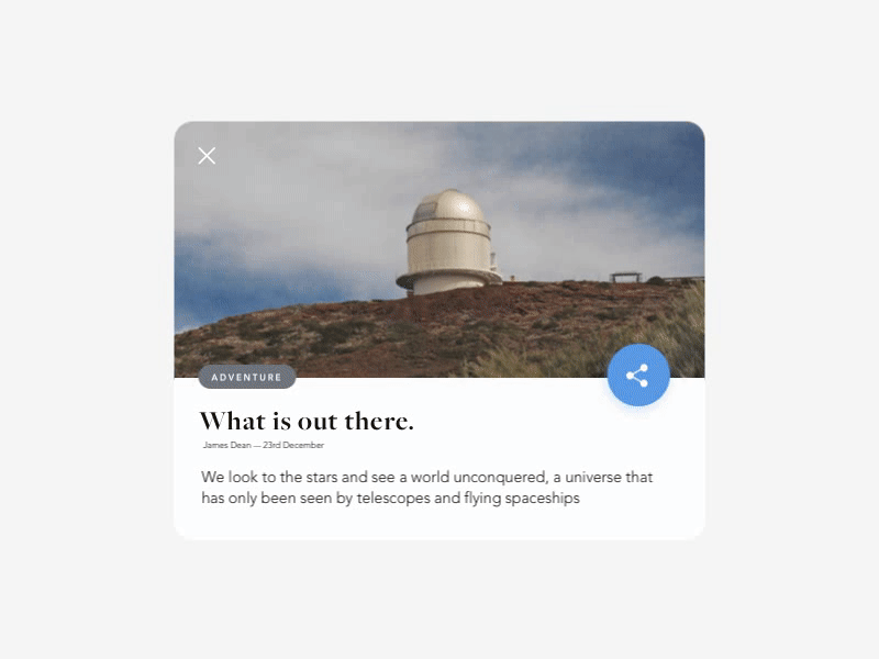 Social Share — 010 Daily UI adventure animation article design gif share social space ui ui design ux ux design