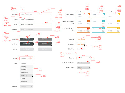 UI Specs flat modern red lines specifications specs style guide user interface