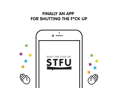STFU Vibez app black bold chat hand icon ios logo simple stfu white